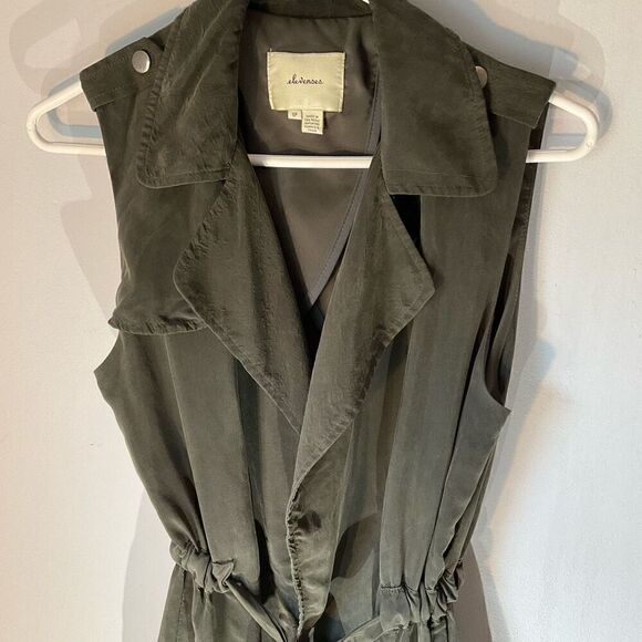 Elevenses Olive Wrap Trench Dress / Vest. SP. Anthropologie - Picture 6 of 13
